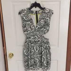 Black and white design short cut out dress